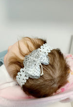 Load image into Gallery viewer, DOLL HEADBANDS for Prem and Newborn dolls GREY DOTS BUTTERFLY
