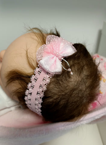 DOLL HEADBANDS for Prem and Newborn dolls  PINK BUTTERFLY 