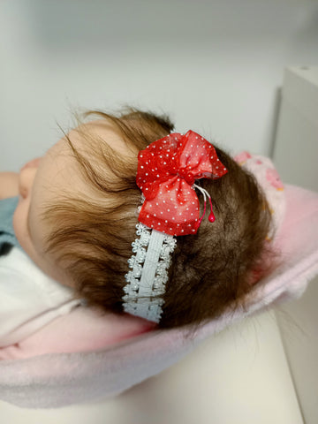 DOLL HEADBANDS for Prem and Newborn dolls RED BUTTERFLY 