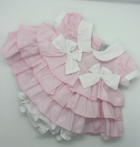 BABY DRESS SET (2 piece) size Newborn . Pink/White stripe 