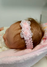 Load image into Gallery viewer, DOLL HEADBANDS for Prem and Newborn dolls  PINK/ HOT PINK FLOWERS
