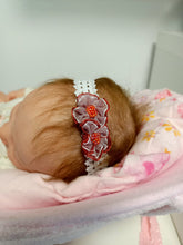 Load image into Gallery viewer, DOLL HEADBANDS for Prem and Newborn dolls  RUBY FLOWERS
