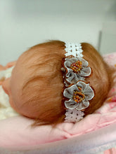 Load image into Gallery viewer, DOLL HEADBANDS for Prem and Newborn dolls BROWN FLOWERS
