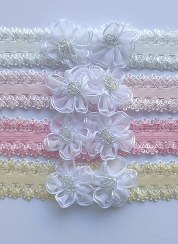 DOLL HEADBANDS for 19-22" dolls WHITE FLOWERS 