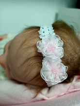 Load image into Gallery viewer, DOLL HEADBANDS for Prem and Newborn dolls  PINK FLOWERS
