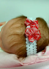 Load image into Gallery viewer, DOLL HEADBANDS for Prem and Newborn dolls  RED FLOWERS
