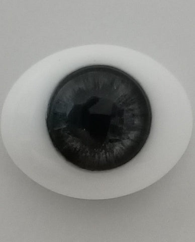 Glass oval doll eyes - DARK GREY 20mm. 22mm 